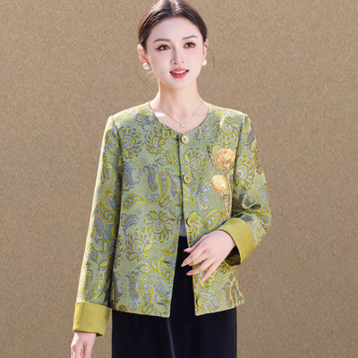 新中式妈妈春装外套女2026新款洋气中老年春秋款气质国风夹克上衣