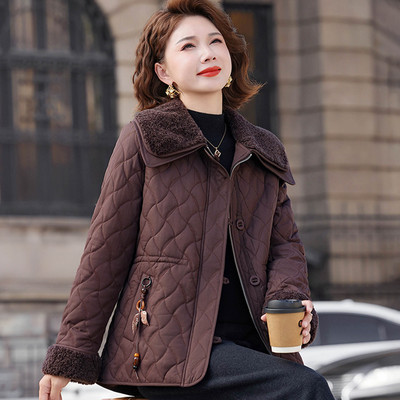 妈妈秋冬装加厚棉服外套2025新款洋气小个子中老年女保暖棉衣短款