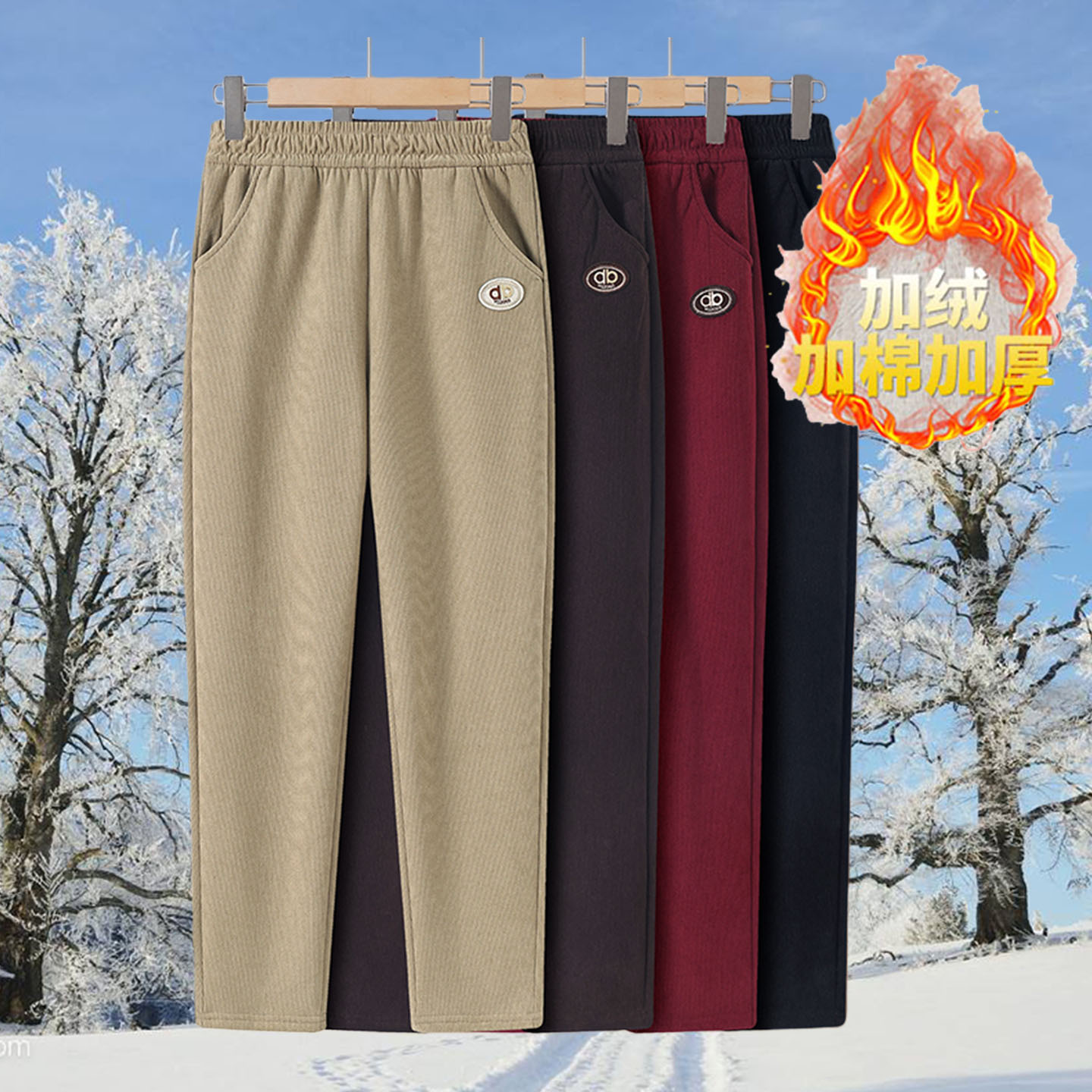 妈妈冬季加绒加厚长裤2025新款中老年人休闲保暖裤奶奶外穿裤子女