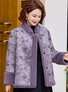 妈妈冬装双面穿皮草加绒外套女中老年加肥加大码水貂绒大衣200斤