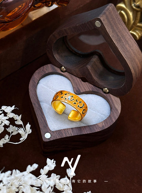 2026新款新中式国风越南沙金烤漆珐琅彩豹纹岩彩开口戒指食指戒女