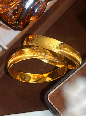 轻奢网红款设计感爆闪cnc猫眼12mm大宽面沙金素圈女手镯 新年送礼