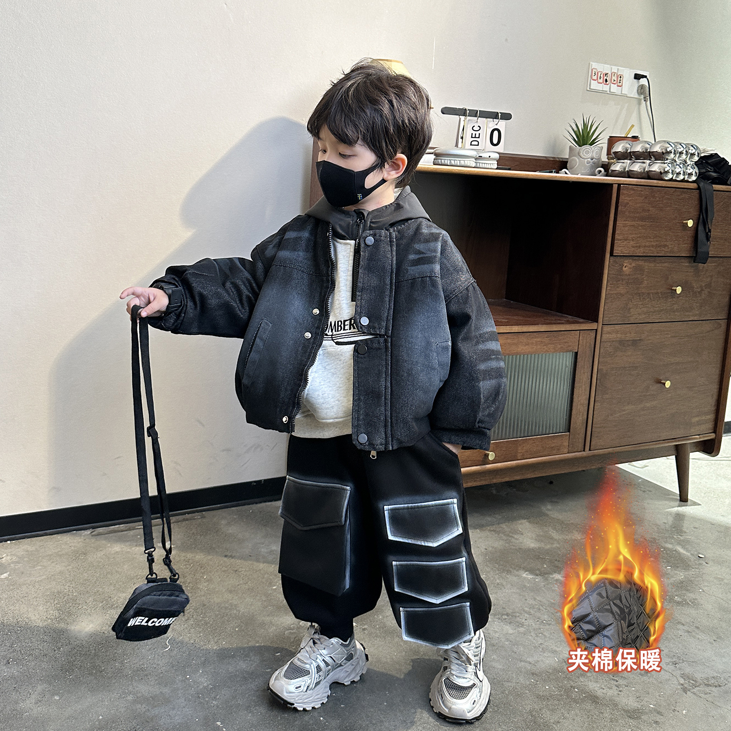 儿童加绒加厚套装三件套