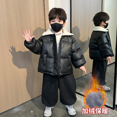 男童冬装加厚皮衣外套棉服