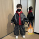 男童加绒套装 卫衣皮衣三件套 帅气男孩时髦儿童韩版 2025新款 秋冬装