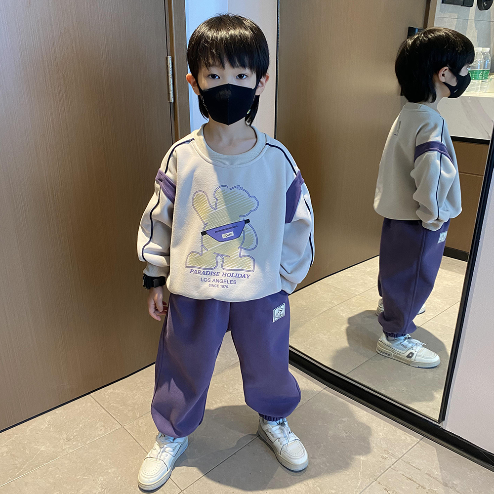韩版男童春秋卫衣套装帅气时髦