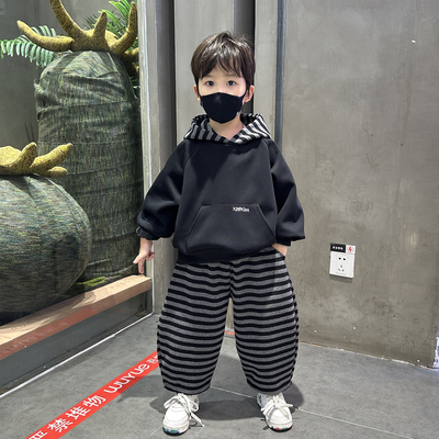 男童卫衣套装秋装2025新款酷帅洋气儿童春秋季运动宝宝男孩衣服潮