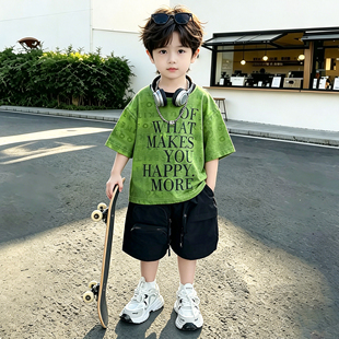 潮牌男童夏季短袖套装2026新款儿童休闲夏装T恤韩版帅气男宝衣服
