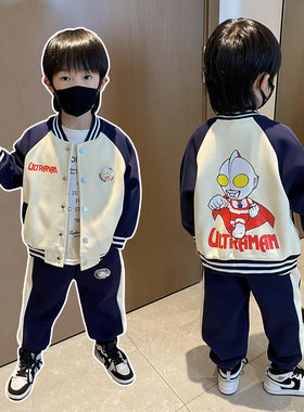 奥特曼衣服男童春装加绒套装
