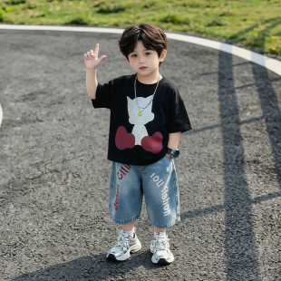 酷帅男童短袖套装2026夏季新款时髦穿搭男孩宝儿童夏装薄款两件套