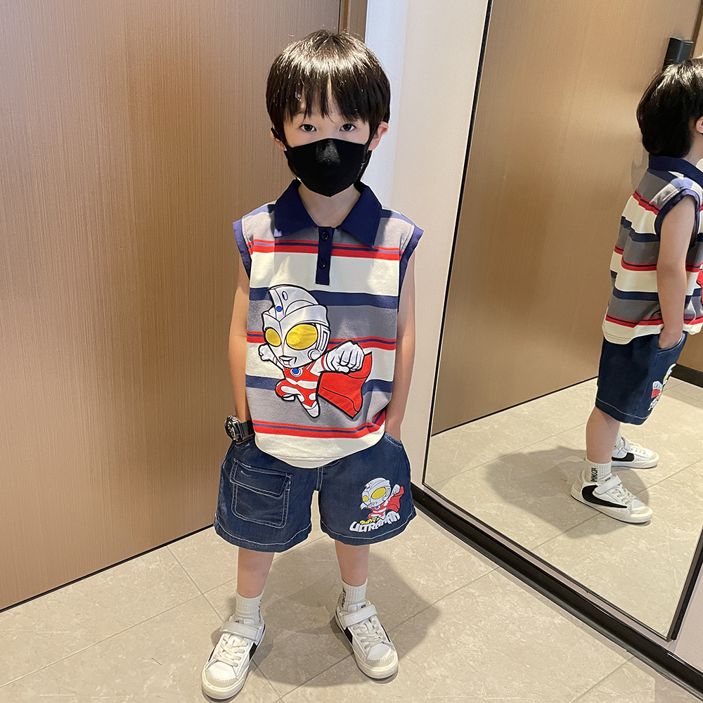 奥特曼衣服男童夏装无袖背心套装