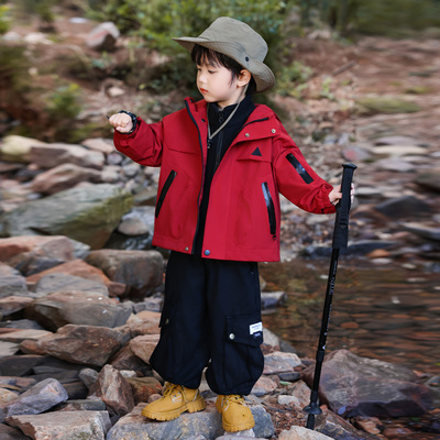 男童秋冬冲锋衣加厚外套2025新款