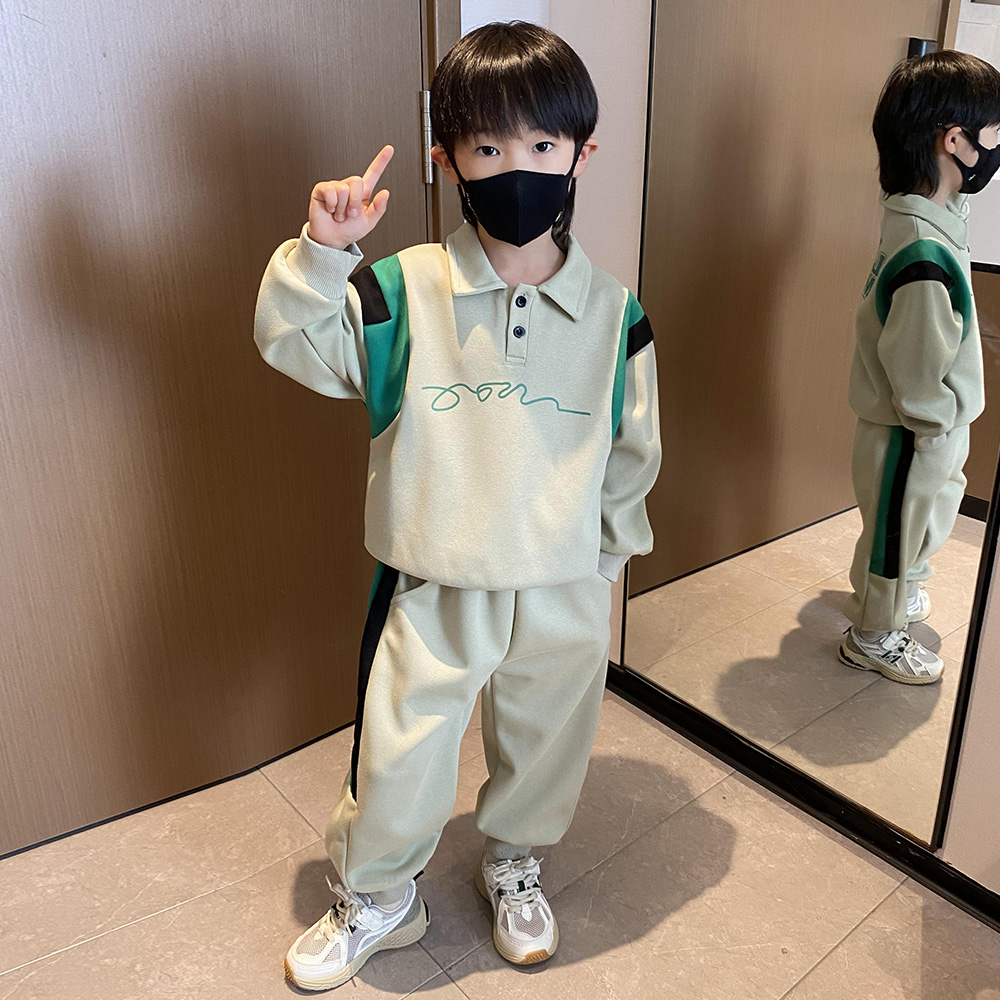 韩版男童春秋运动卫衣套装帅气