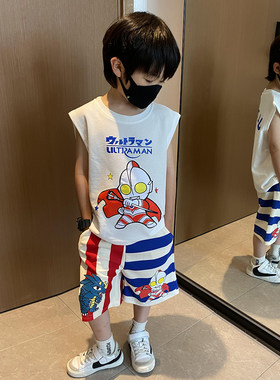 奥特曼衣服男童夏装背心套装帅气