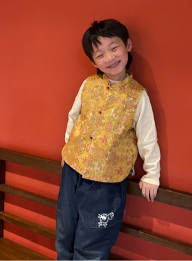【茶香小马】那女童新中式 人丝混纺 新年拜年服 国风坎肩