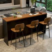 实木吧台桌家用阳台靠墙窄桌子长长条桌客厅隔间咖啡台高脚桌椅组