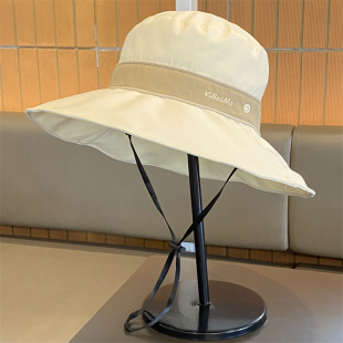 夏季 防紫外线遮阳帽户外出游遮脸太阳帽 大檐速干防晒渔夫帽女新款