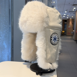 麂皮绒帽子女冬季加厚加绒雷锋帽男东北防风寒滑雪骑车保暖护耳帽