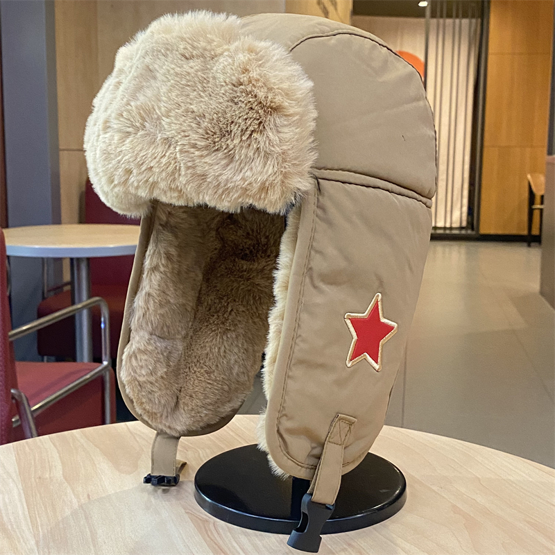 新款五角星雷锋帽男女冬季护耳帽