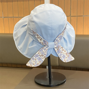 碎花蝴蝶结渔夫帽女春夏季 户外防紫外线太阳帽出游大檐防晒遮阳帽