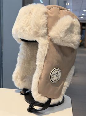 东北毛绒雷锋帽子男女冬季防风保暖护耳帽户外骑车滑雪防寒飞行帽