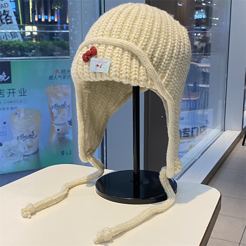 甜美可爱蝴蝶结针织帽女秋冬加厚保暖护耳飞行帽显脸小毛线雷锋帽,服饰配件/皮带/帽子/围巾,帽子,淘宝优惠券,粉丝福利购,淘宝优惠卷