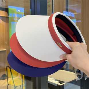 大檐黑胶发箍空顶帽女夏季 户外骑车防晒遮阳帽出游防紫外线太阳帽