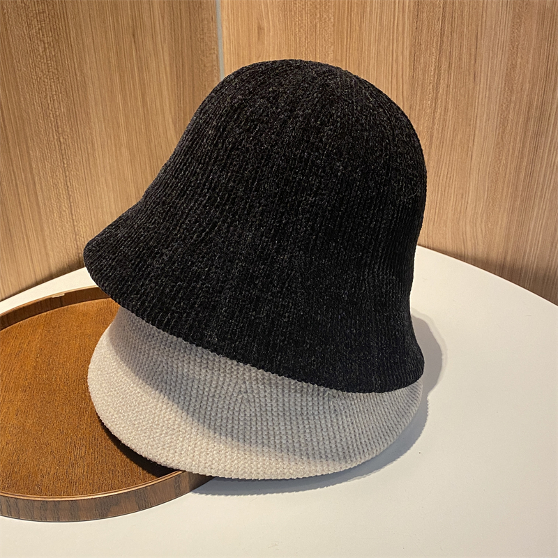 纯色雪尼尔渔夫帽女小众文艺盆帽