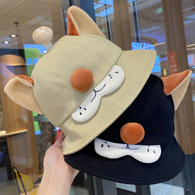 可爱猫咪蘑菇搞怪渔夫帽子女百搭