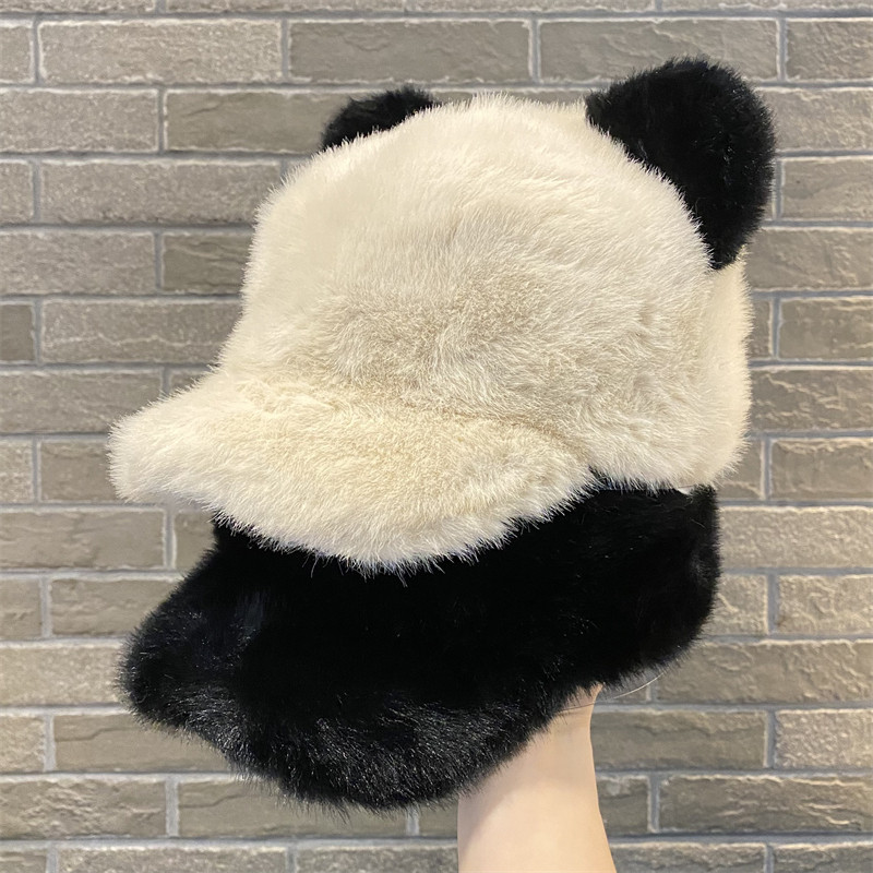 可爱小熊帽子女秋冬季毛绒鸭舌帽