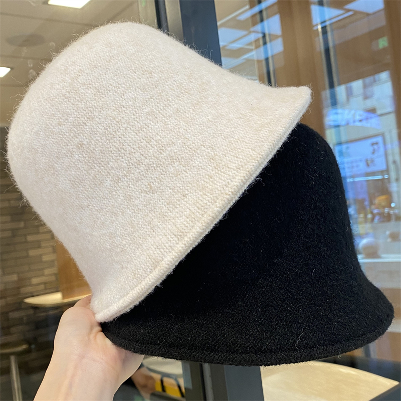 韩版纯色双面戴帽子秋冬新款盆帽