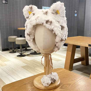 可爱猫耳朵毛绒绒帽子女冬季防寒保暖护耳套头帽百搭显脸小雷锋帽