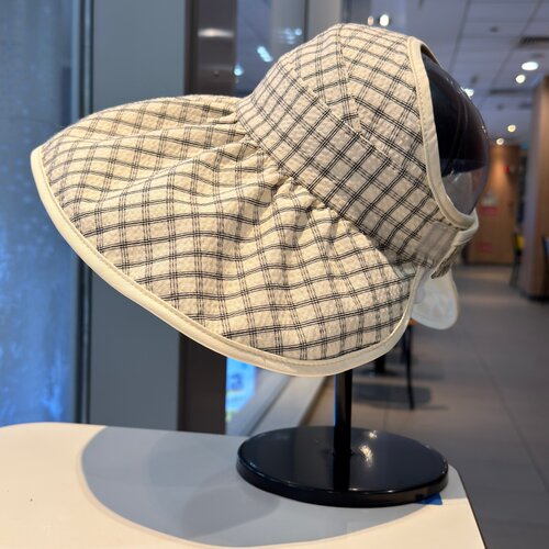 夏季防晒遮阳格子空顶帽子女户外