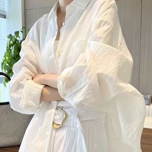 夏装新款大码女装长袖衬衫宽松别致设计感外搭别致设计感休闲上衣