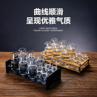 亚克力架白酒杯套装 六壶六杯白酒分酒器一口杯酒具无铅玻璃金刻度