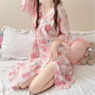 甜美可爱碎花睡裙女加大码 新款 宽松家居服连衣裙 300斤夏季 胖MM2