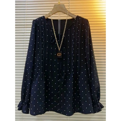 衫甜美减龄拼接V领系带上衣