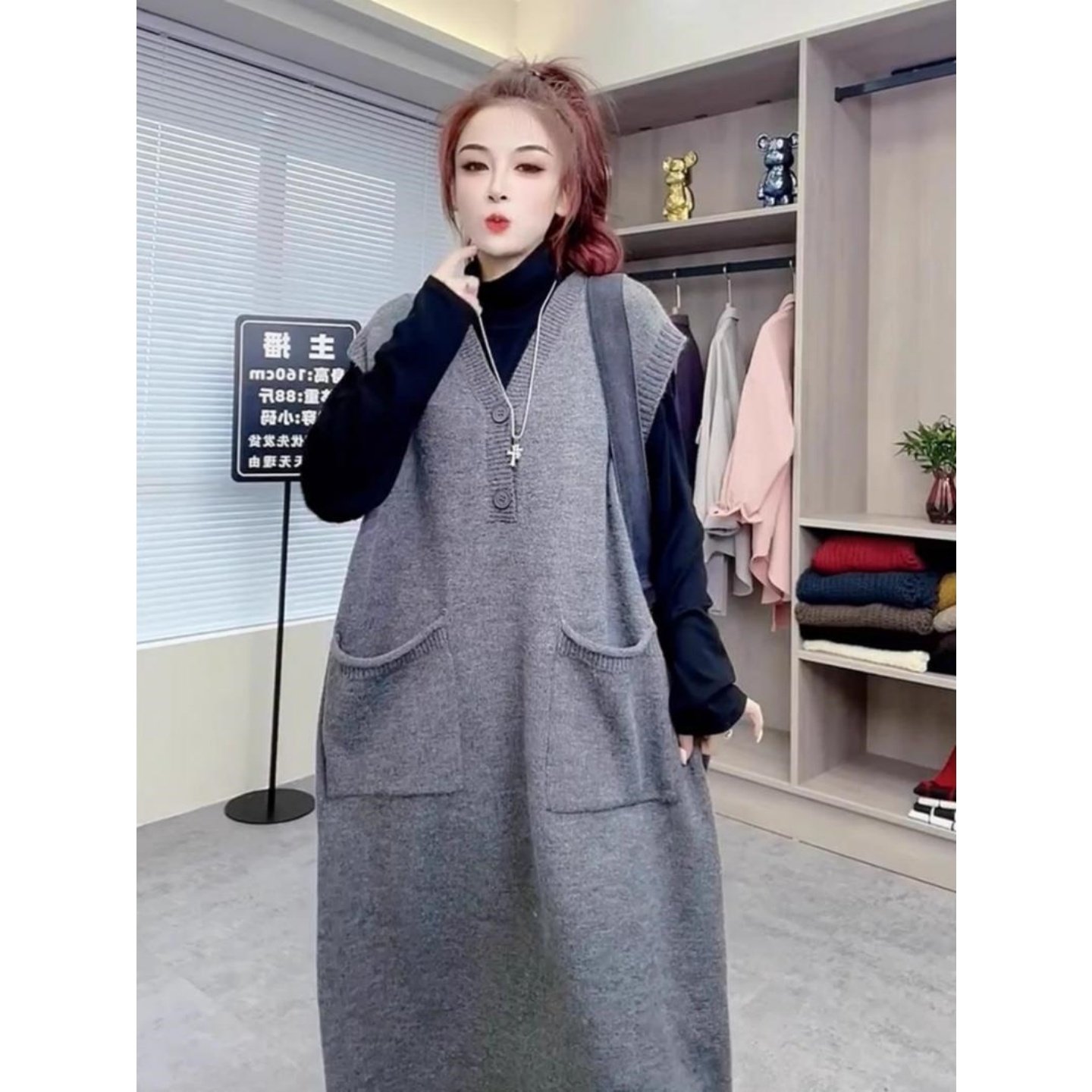 高级感V领无袖背心裙外穿时髦长款过膝百搭针织毛衣裙300斤特大码,女装/女士精品,连衣裙,淘宝优惠券,粉丝福利购,淘宝优惠卷