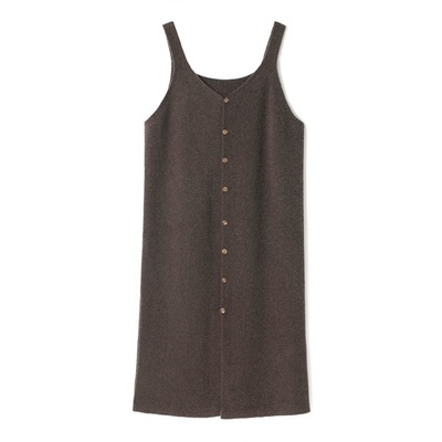 韩版休闲v领排扣背带连衣裙