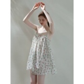 宽松碎花露背家居服 特大码 胖MM300斤甜美少女感吊带睡裙夏季 薄款