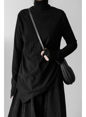 胖mm2-300斤大码德绒高领不规则裁边拼接加绒打底宽松上衣女ins潮