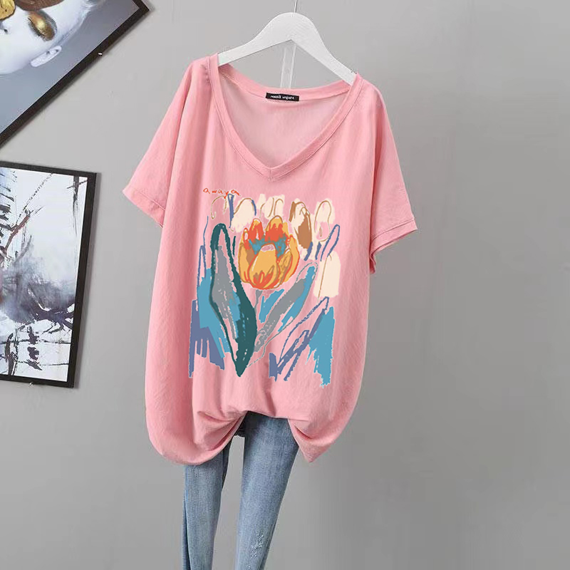 夏300斤特大码中长款女装上衣T恤