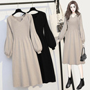 针织毛衣打底连衣裙ins潮 300斤宽松遮肚中长款 秋冬装 胖妹妹特大码