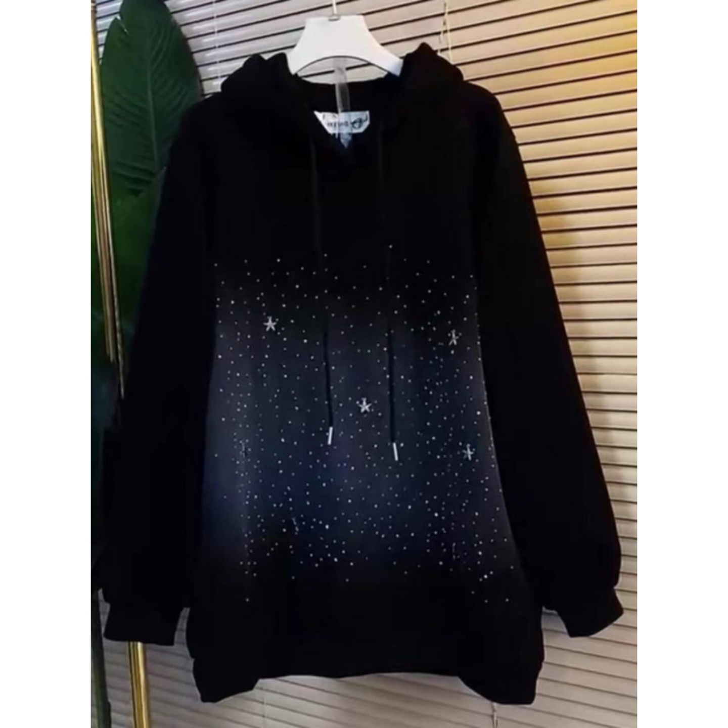 300斤胖MM满天星扎染连帽卫衣女