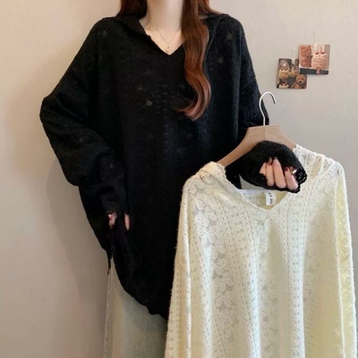 胖MM300斤大码女装连帽蕾丝衫