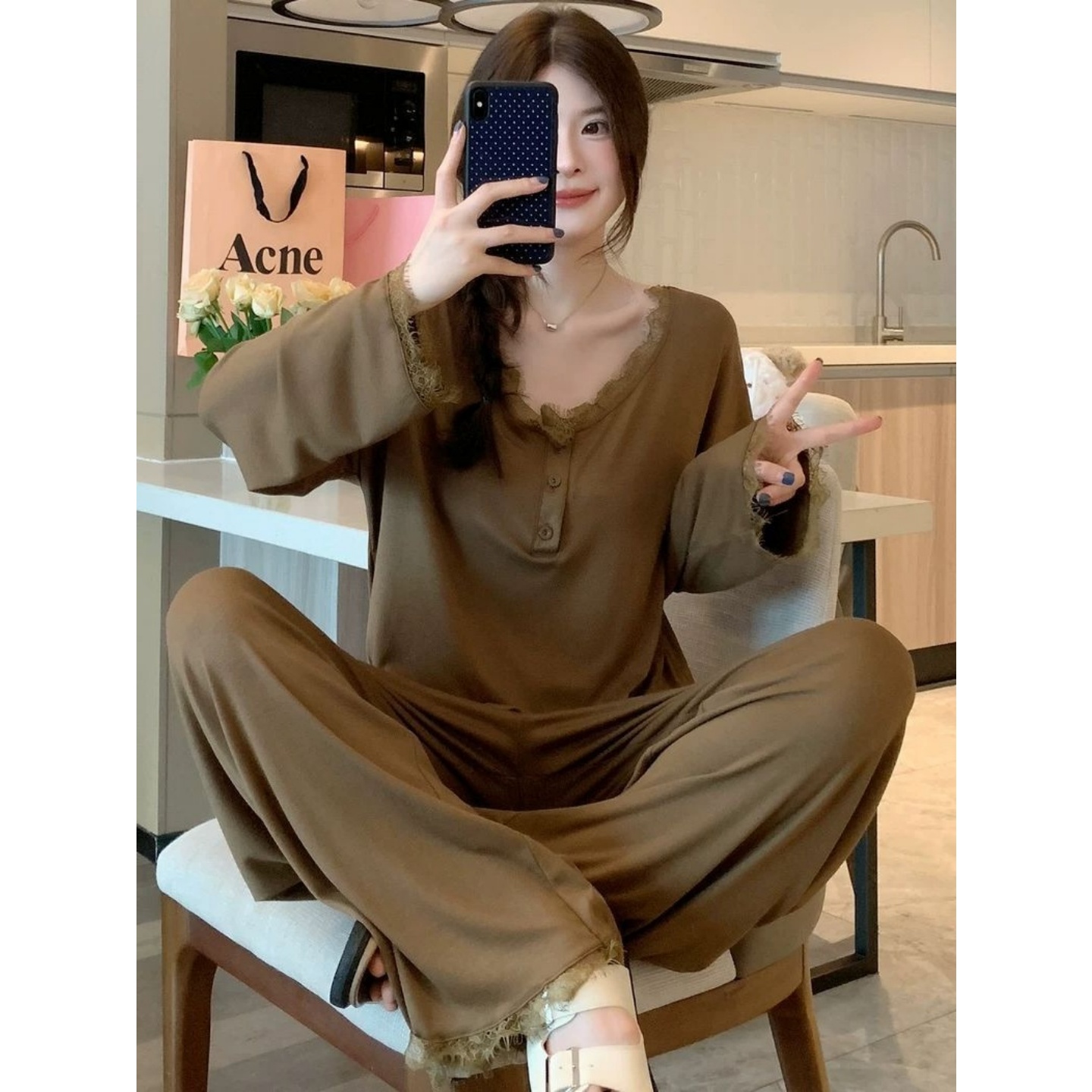 300斤大码蕾丝花边睡衣套装