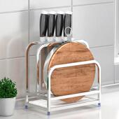 304不锈钢刀架厨房砧板一体菜刀菜板放置架置物架台面刀具收纳架