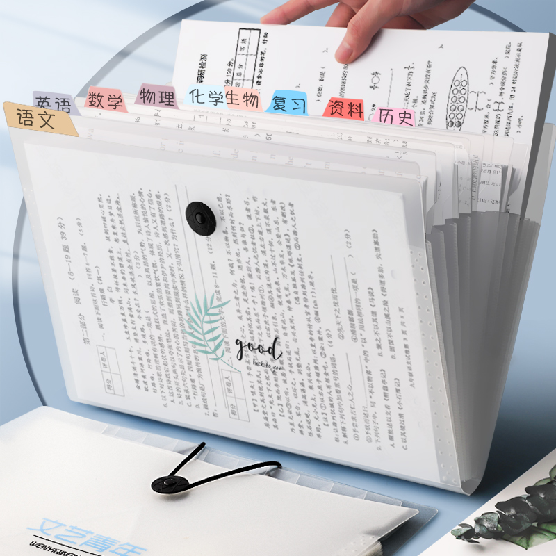 A4 Organ Bag Folder File Storage Box风琴文件夹大容量试卷收纳