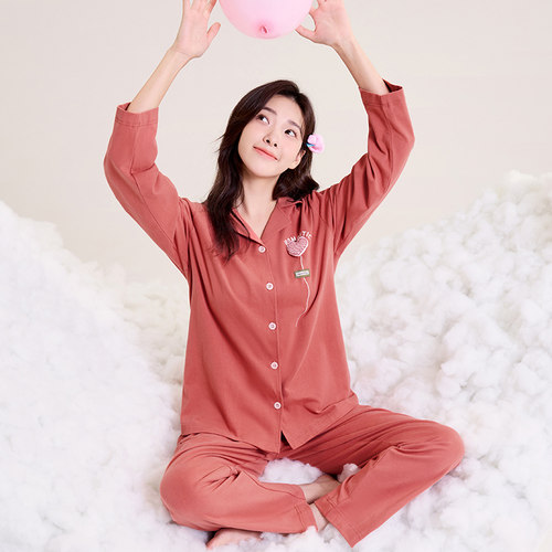 睡衣女纯棉长袖长裤套装家居服