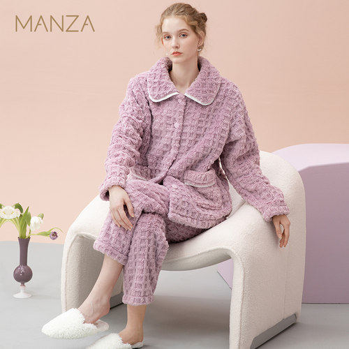 玛伦萨珊瑚绒双面保暖睡衣